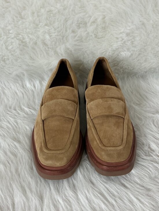 Vince Robin Brown Suede Leather Square Toe Penny Loafer US 7 M EU 37 - Picture 2 of 8